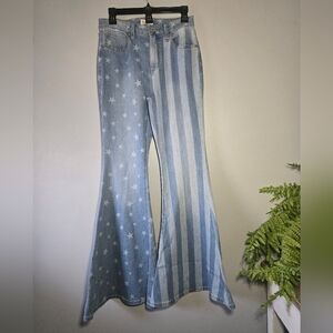 Shyanne Patriotic Star & Stripe Flare Jeans 30x34